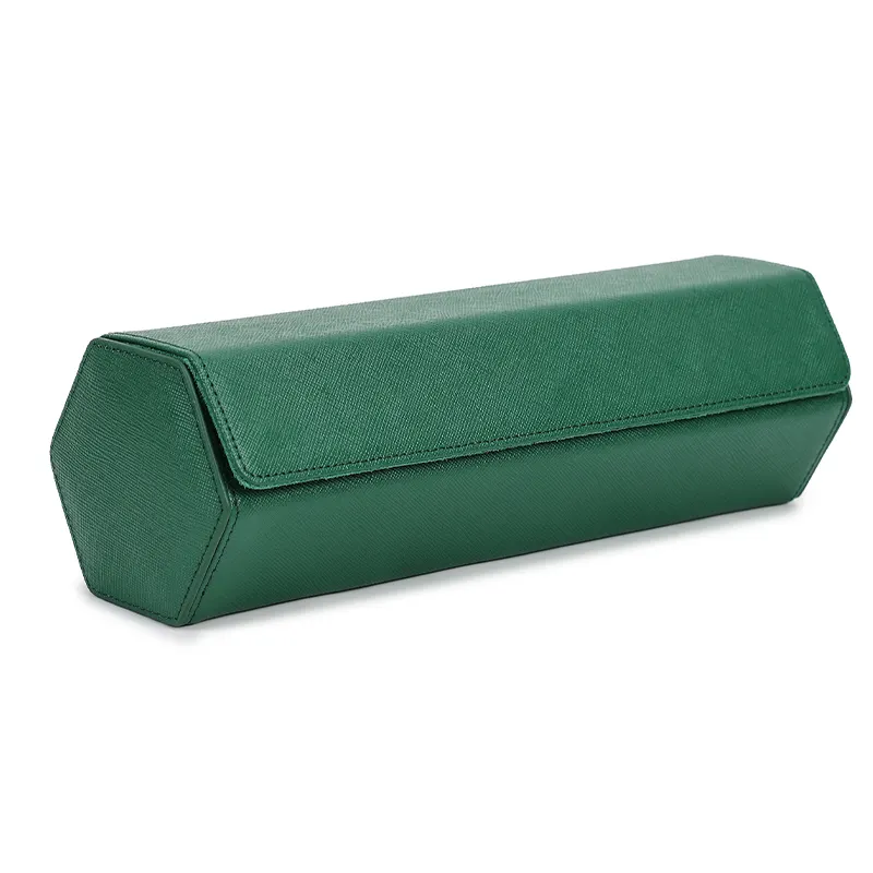 Зелена кутия за часовници Quatro Hexagonal Saffiano Green
